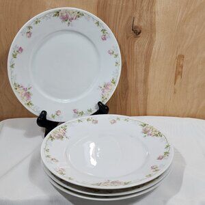 4 Rosenthal Bavaria Pink Roses Dessert Cheese Plate 7.5" Donatello antique vinta